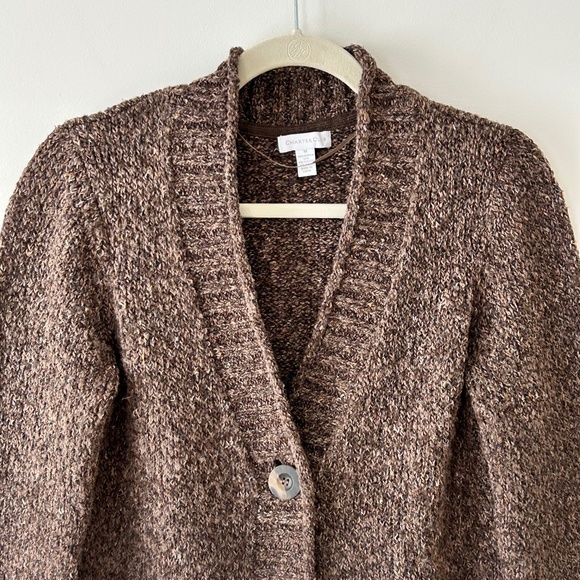 Charter Club Brown Marled Knit Button Cardigan - Picture 2 of 16
